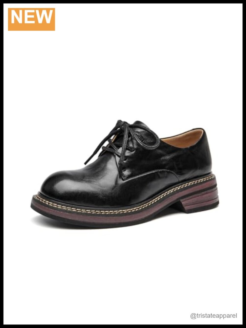 Women's Calfskin Oxfords Leather Lace-Up Cap Toe Business Casual Non-Slip